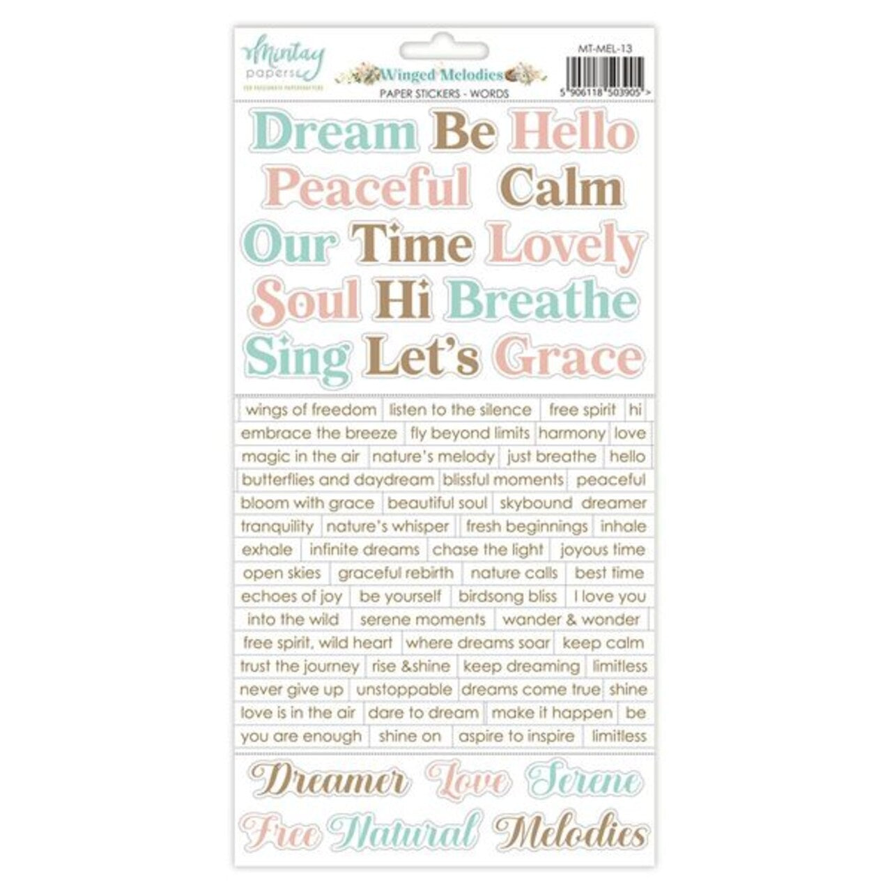 Mintay Winged Melodies Sentiments Words Paper Stickers MTMEL13
