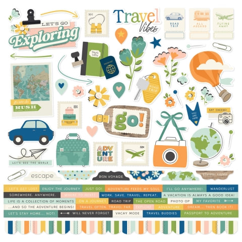 Simple Stories - Happy Travels Collection - 12 x 12 Cardstock Stickers