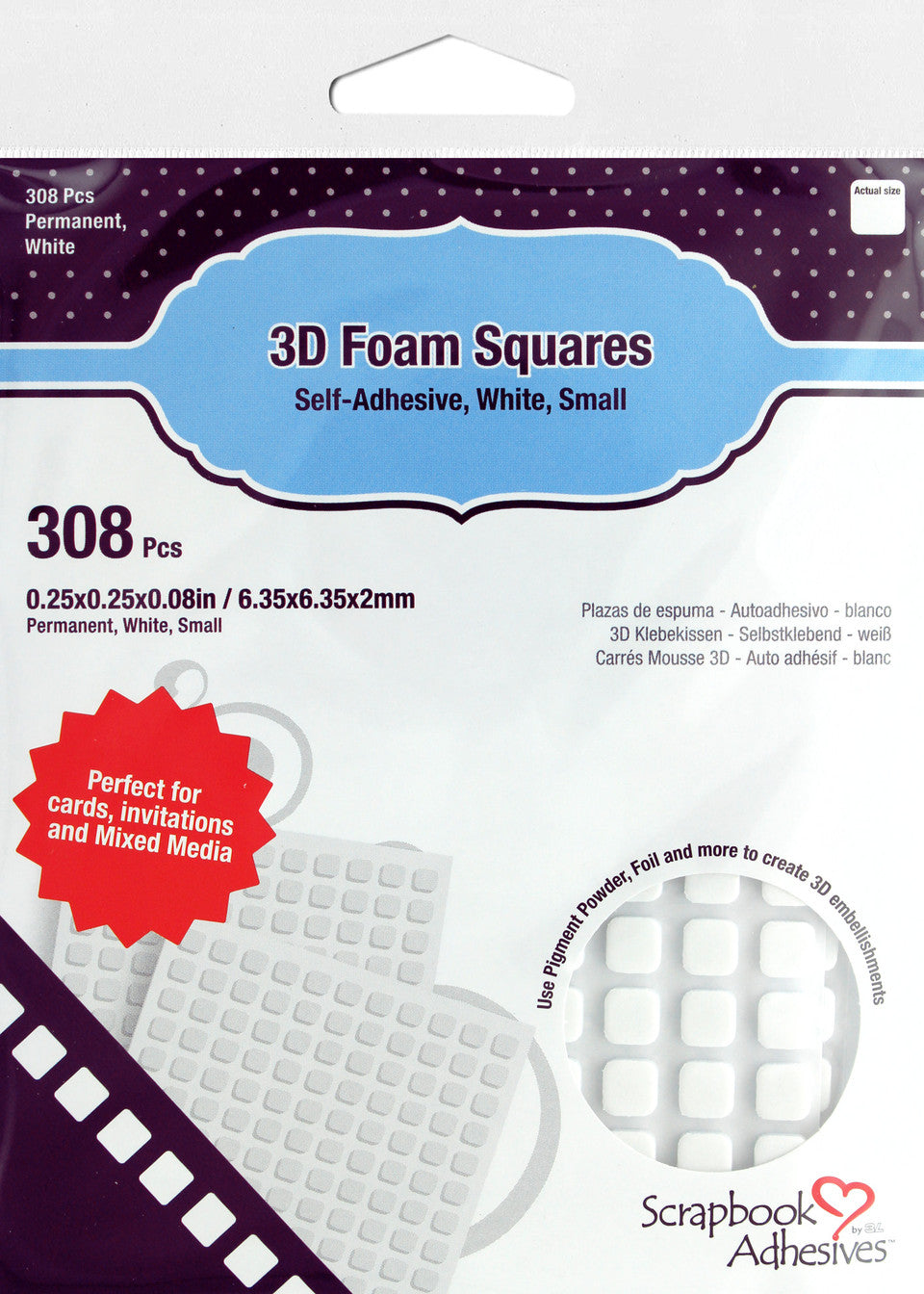 Scrapbook Adhesives 3D Foam Creative Sheets Permanent White
