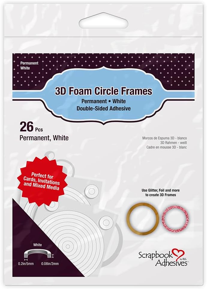 Scrapbook Adhesives 3d Foam Circle Frames Permanent White