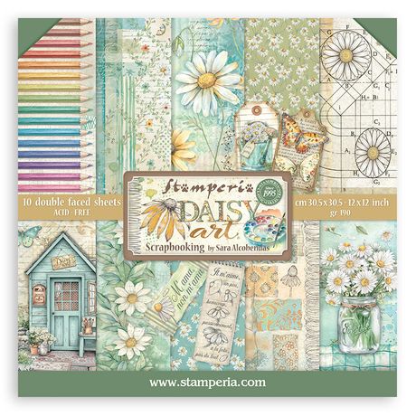 **PRE-ORDER ONLY** Stamperia Scrapbooking Double-Sided Paper Pad 12x12 10/Pkg - Daisy Art