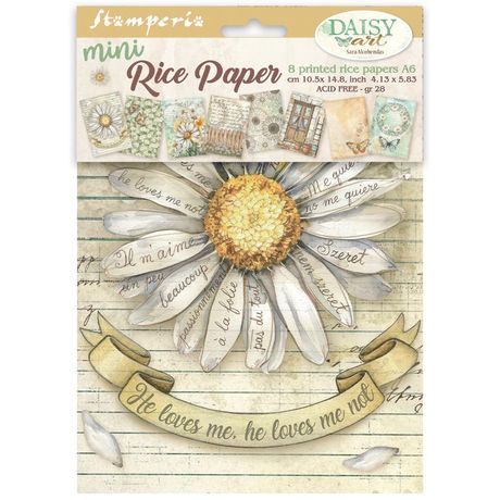 **PRE-ORDER ONLY** Stamperia Rice Paper A6 8/Pkg - Daisy Art