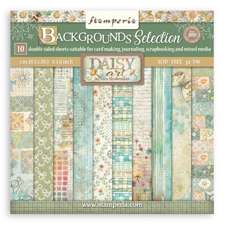 **PRE-ORDER ONLY** Stamperia Backgrounds Double-Sided Paper Pad 8X8 10/Pkg - Daisy Art