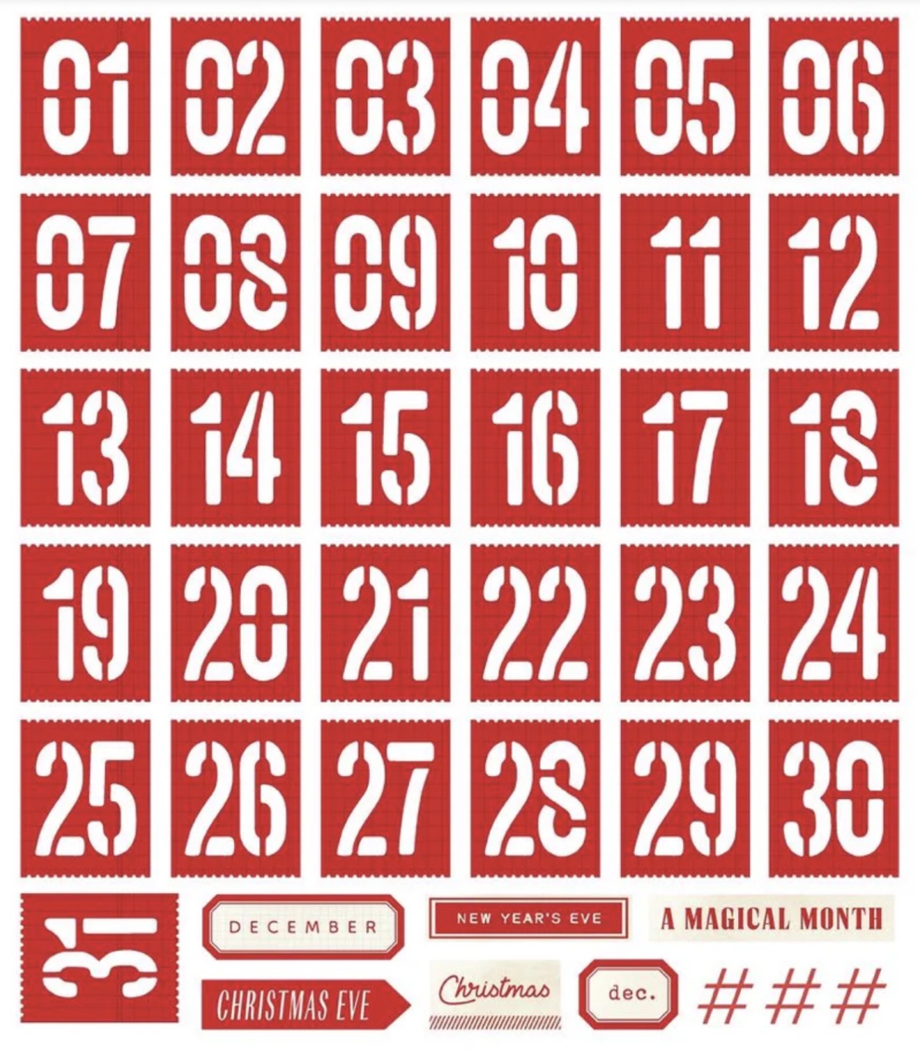 Simple stories, Simple Vintage Holly Jolly number bits 40 pieces