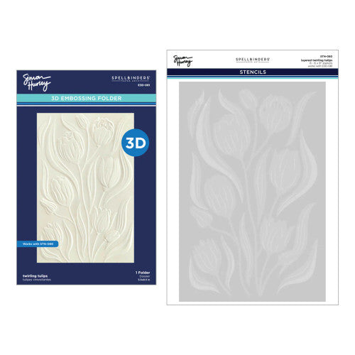Simon Hurley Twirling Tulips 3D Folder and Stencil Bundle BD-0846