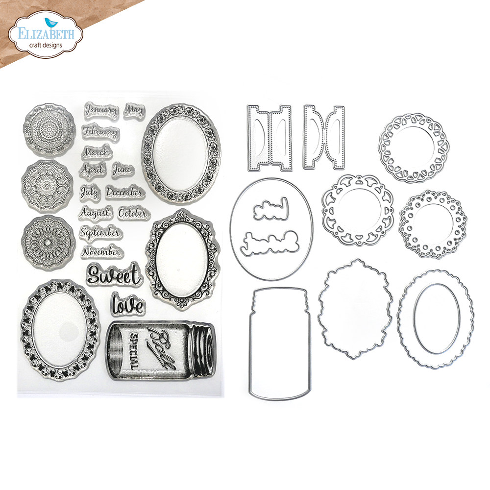 Elizabeth Craft Designs Die and Clear Photopolymer Stamp Set - Small Doilies & Tabs Stamp and Die Set