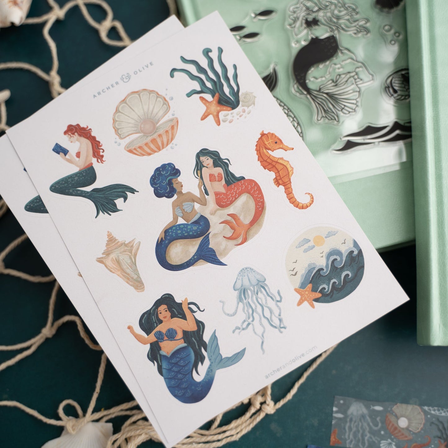 Archer & Olive Vintage Mermaid Sticker Set ST345