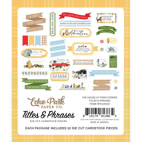 Echo Park Paper Company Title & Phrases Die Cut Cardstock Pieces House at Pooh Corner - Qty 32 - HPC420032
