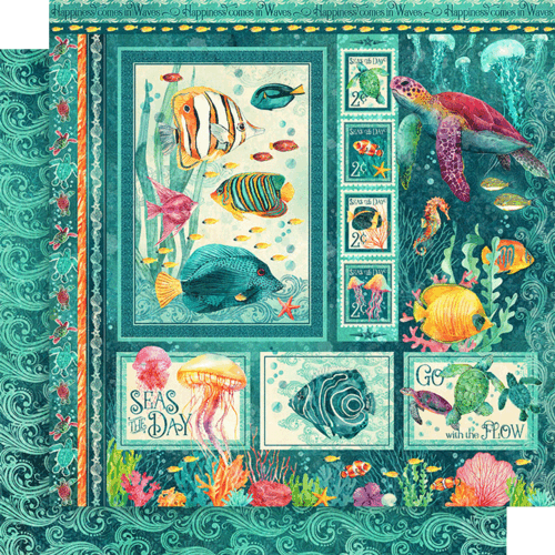 Graphic 45 - Seas The Day Collection - 12 x 12 Double Sided Paper - Seas The Day