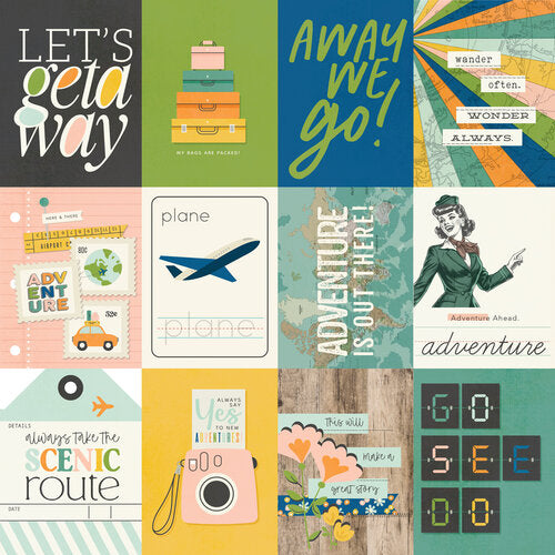 Simple Stories - Happy Travels Collection - 12 x 12 Double Sided Paper - 3 x 4 Elements