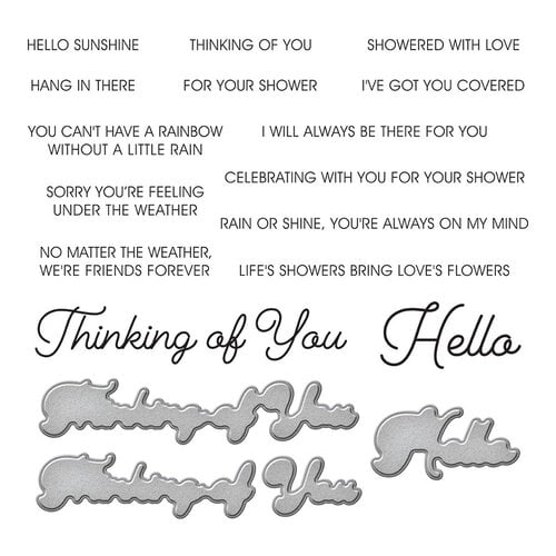 Spellbinders Hello Rain or Shine Stamp and Die Cut Set SDS181