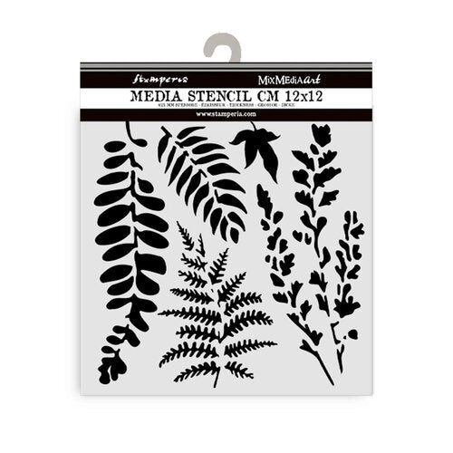Stamperia Media Stencil 12x25 cm - Leaves - KSTDL108