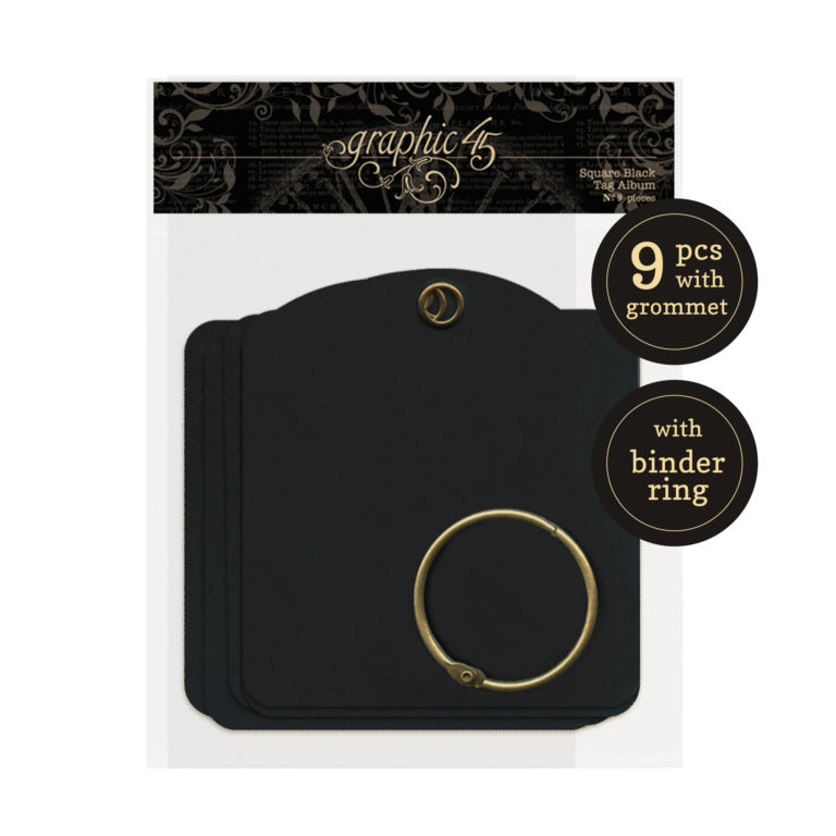 Graphic 45 Staples Square Tag Albums Black