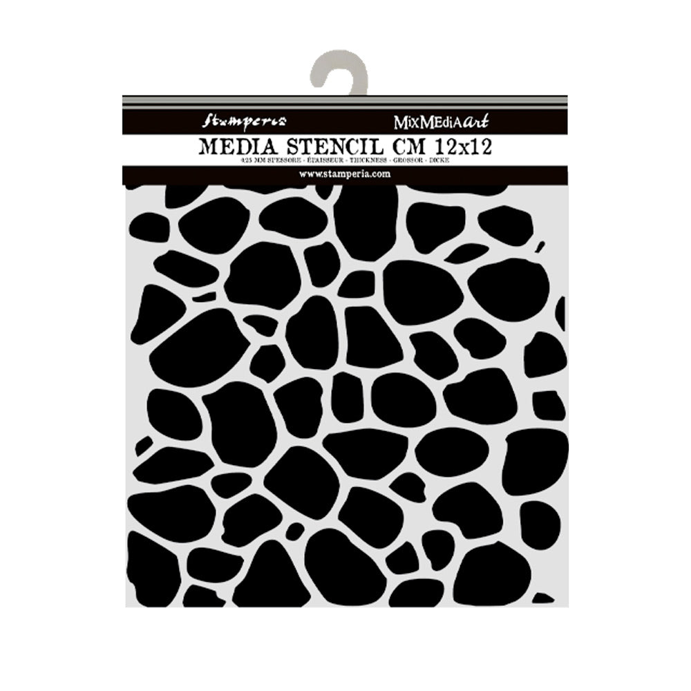 Stamperia Media Stencil 12x12 cm - Pebbles - KSTDS30