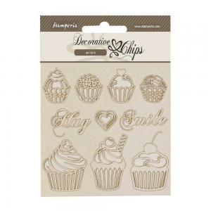 Stamperia Decorative Chips Qty 10 - Cupcakes - SCB195