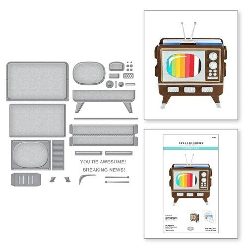 Spellbinders 3D Vignette Retro Television TV Die Cuts S5517