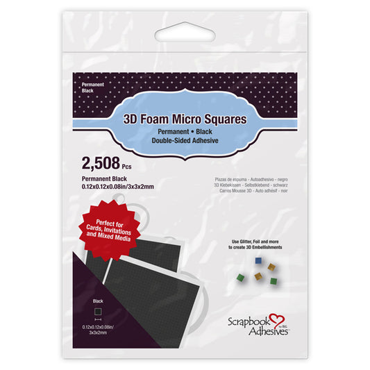 Scrapbook Adhesives 3D Foam Micro Squares Permanent  Black
