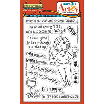 Dare2B Artzy Wine Between Friends clear stamps