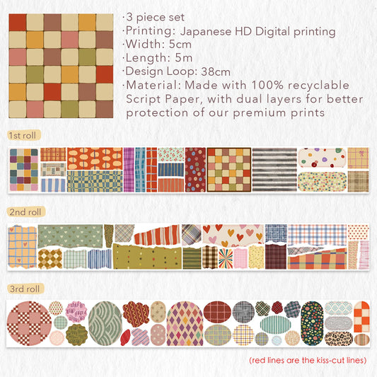 Washi Tape Store - Pre-cut Heritage Snippets Script Tape Set #2
