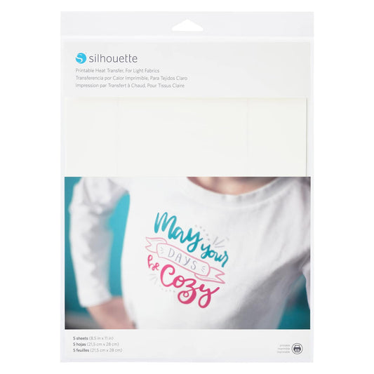 Silhouette Printable Heat Transfer For Light Fabrics 5 sheets