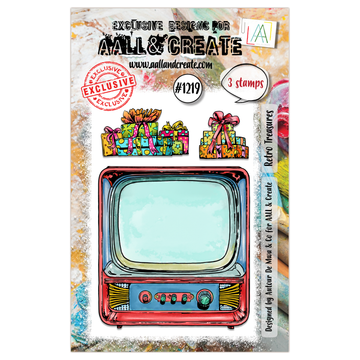Aall & Create , #1219 - A7 Stamp Set - Retro Treasures
