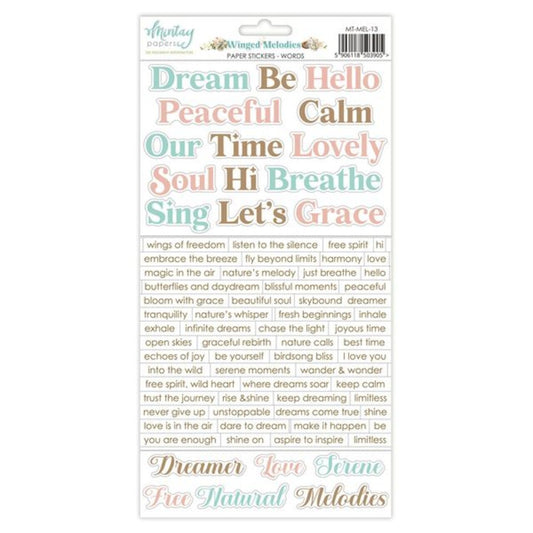 Mintay Winged Melodies Sentiments Words Paper Stickers MTMEL13