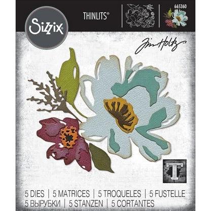 Tim Holtz Sizzix BRUSHSTROKE FLOWERS 3 Thinlits Dies 665360