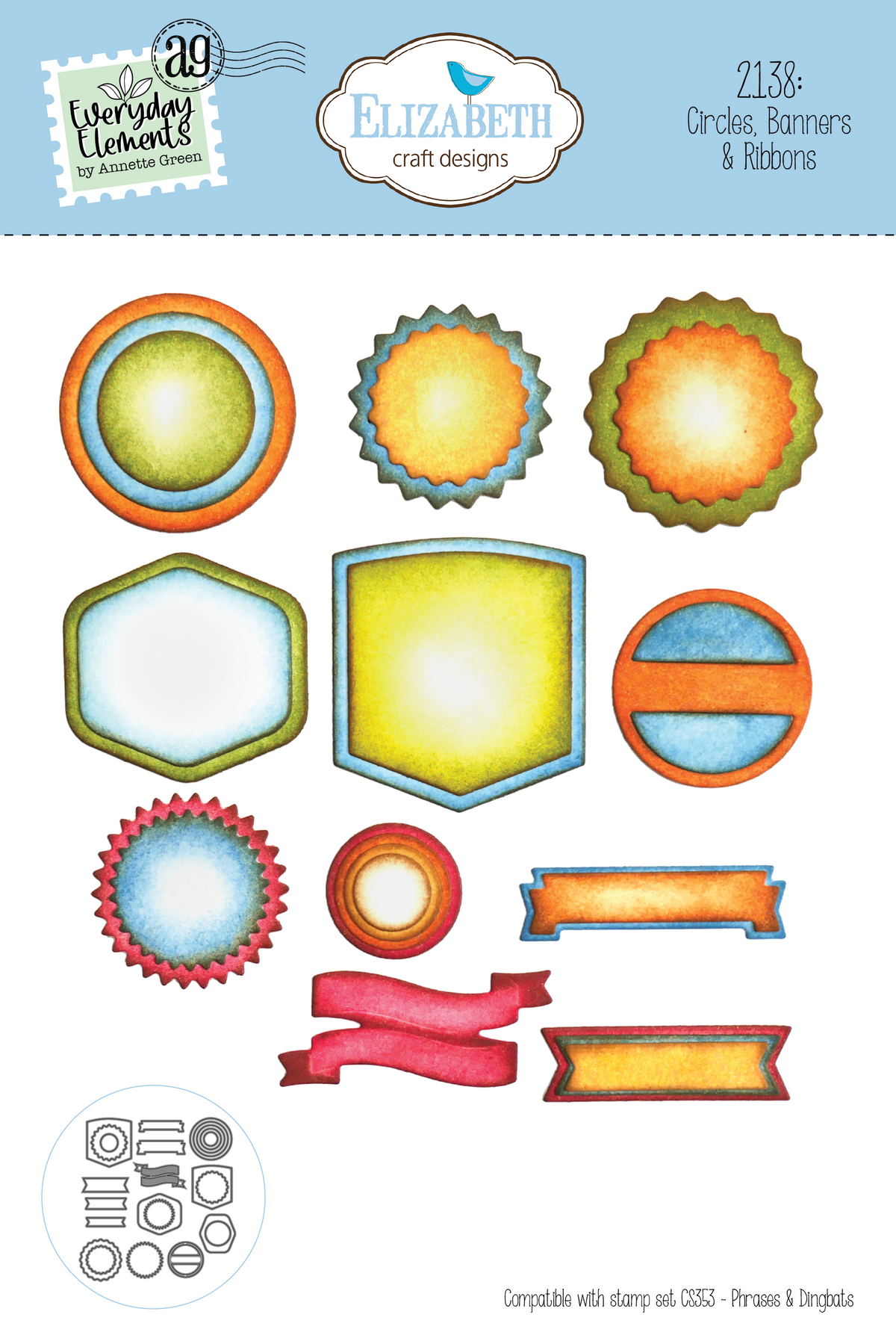 Elizabeth Craft Designs Everyday Craft Elements Circles, Banners & ribbons