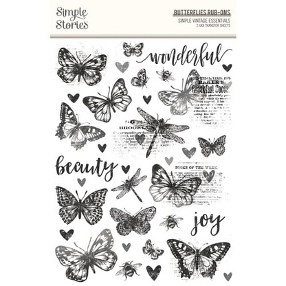 Simple Stories, Simple Vintage essentials, butterflies ribbons 6 x 8 transfer sheets