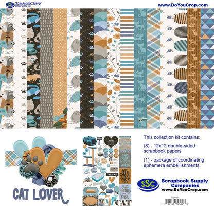 SSC Wholesale - Cat Lover 12 x 12 Scrapbook Paper & Embellishment Kit by SSC Designs - 3 Kits