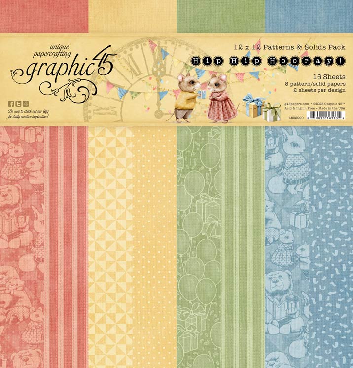 Graphic 45 Hip Hip Hooray! 12X12 Patterns & Solids