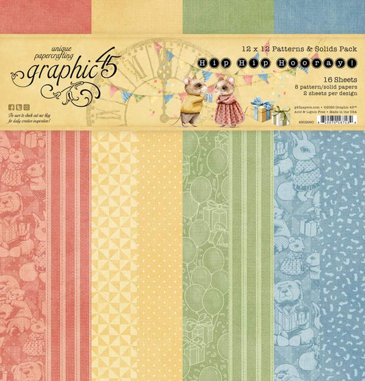 Graphic 45 Hip Hip Hooray! 12X12 Patterns & Solids