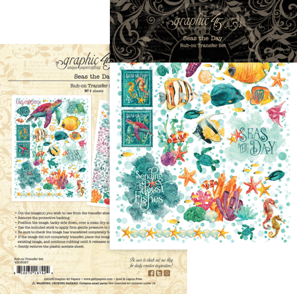 Graphic 45 Seas The Day Rub-On Transfer Set