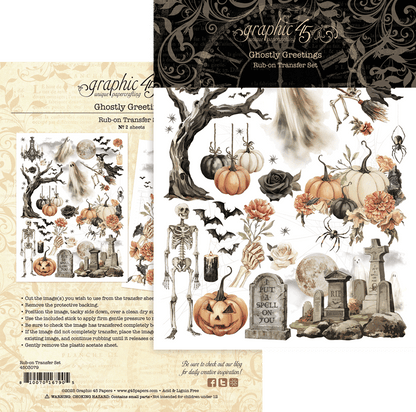 Graphic 45 Ghostly Greetings Rub-On Transfer Set