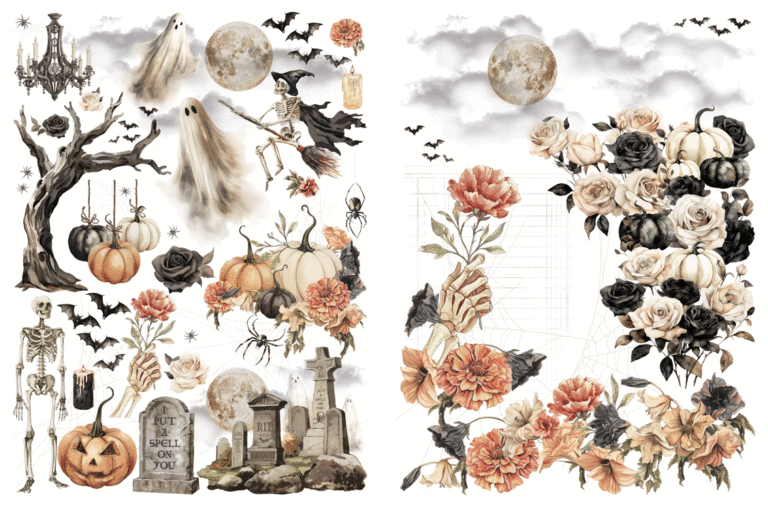 Graphic 45 Ghostly Greetings Rub-On Transfer Set