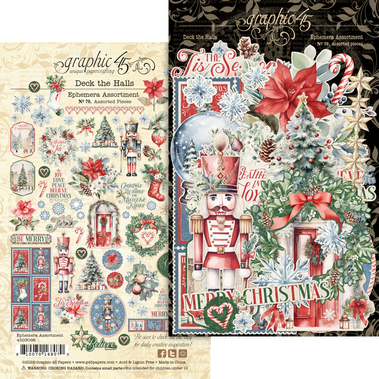 Graphic 45 Deck The Halls Ephemera Assortment