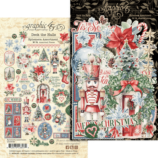 Graphic 45 Deck The Halls Ephemera Assortment