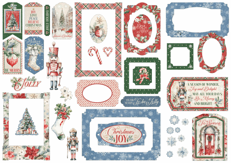 Graphic 45 Deck The Halls Chipboard Pieces And Tags