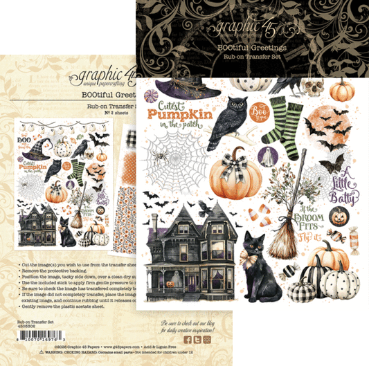 BOOtiful Greetings Rub-on Transfers