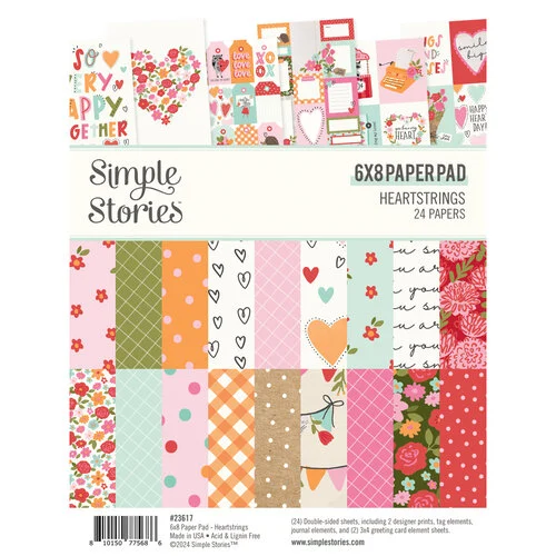 Simple Vintage Heartstrings 6 x 8 paper pad 24 papers
