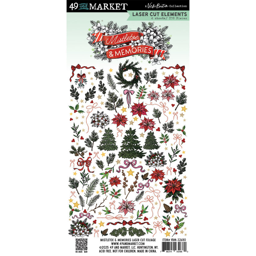 49th and Market Mistletoe & Memories Laser Cut Foliage Qty 4 - 170 pieces - VBM32680