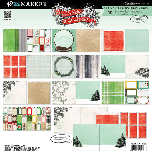 Simple Stories Mistletoes & Memories 12x12 Starters Paper Pack