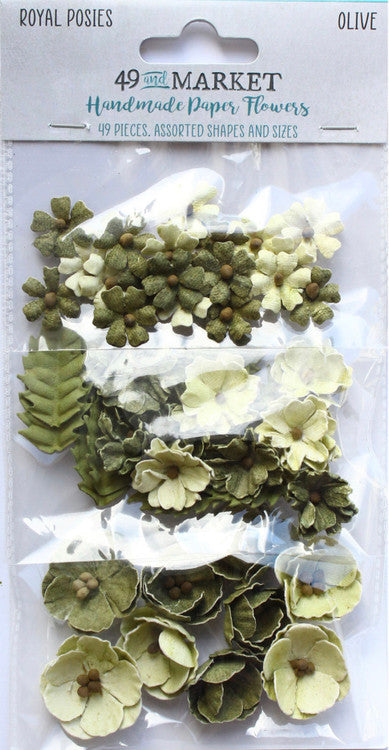 49 And Market Olive Royal Posies Flower Embellishments RP34093