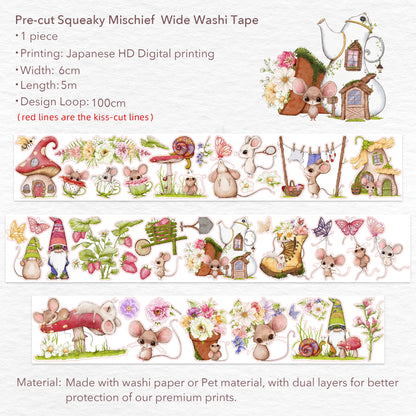 Washi Tape Store - Pre-cut Squeaky Mischief Wide PET Tape
