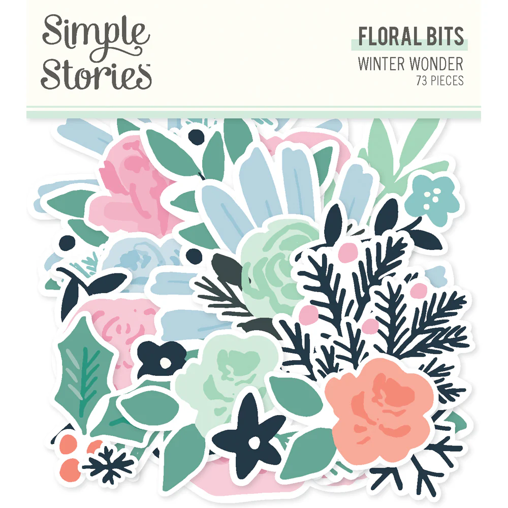 Simple Stories, Winter Wonder Floral Bits 73 pieces
