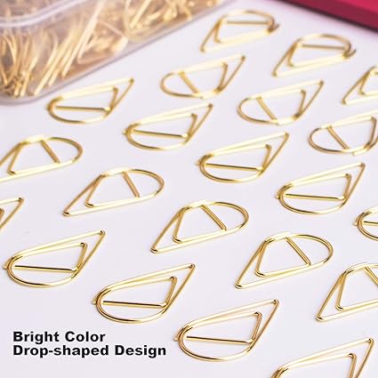Gold Stainless Steel Drop-Shaped Paperclips