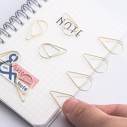 Gold Stainless Steel Drop-Shaped Paperclips