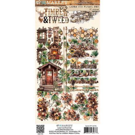 49 And Market  Timber Tweed Laser Cut Floral Set 97 Pieces