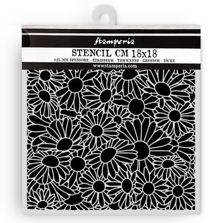 **PRE-ORDER ONLY**  Stamperia Stencil 7X7 - Daisy Art Daisies Pattern