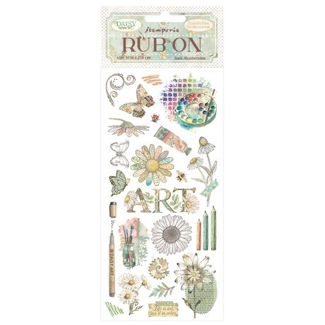 **PRE-ORDER ONLY**  Stamperia Rub-On  - Daisy Art Life Is Art Live It In Colour